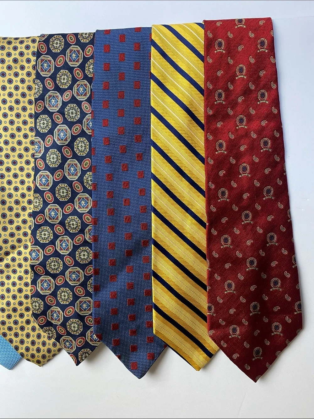 Vintage Tommy Hilfiger Men's Tie Bundle (7) - Blue, Red, Yellow, Maroon